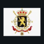 Belgisches Emblem - Wappen Belgiens Postkarte<br><div class="desc">Belgisches Emblem - Wappen Belgiens - Groot wapen van het Koninkrijk België 

België, wapen, belgium, wappen, emblem, geringeres wappen, belgique, belgië, luxembourg, souvenir, souvenirs, flaggen</div>