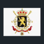 Belgisches Emblem - Wappen Belgiens Postkarte<br><div class="desc">Belgisches Emblem - Wappen Belgiens - Groot wapen van het Koninkrijk België 

België, wapen, belgium, wappen, emblem, geringeres wappen, belgique, belgië, luxembourg, souvenir, souvenirs, flaggen</div>