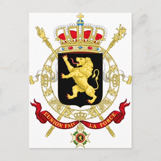 Belgisches Emblem - Wappen Belgiens Postkarte (Vorderseite)