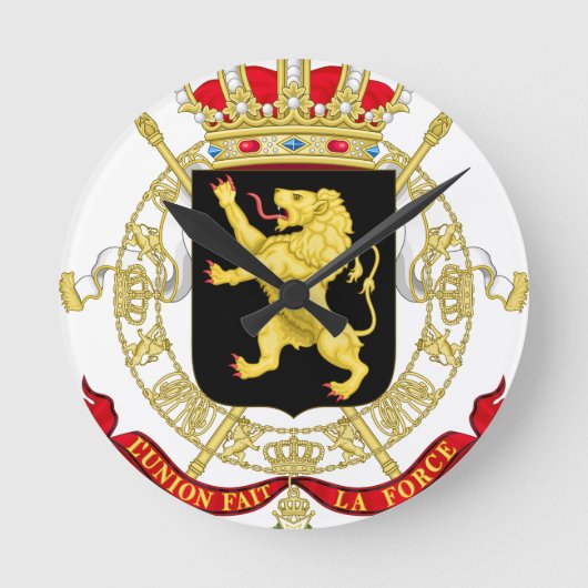 Belgisches Emblem - Wappen Belgiens Runde Wanduhr (Vorderseite)