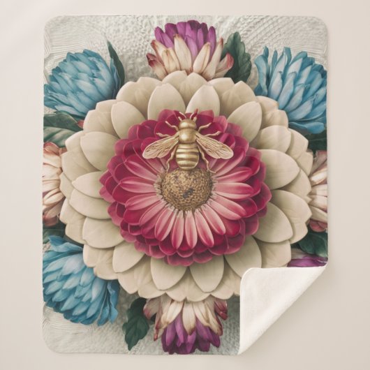 Belgisches Floral Elegance Fleece Blanket Sherpadecke (Vorderseite)