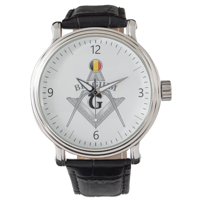 Belgisches Freimaurerei-Zeichen Armbanduhr (Vorderseite)