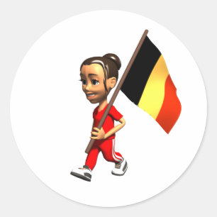 Belgisches Mädchen Runder Aufkleber