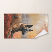 Belgisches Malinoi im Herbst Leaves Fall Inspirier Badhandtuch Set (Handtuch)