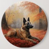 Belgisches Malinoi im Herbst Leaves Fall Inspirier Button (Vorderseite)