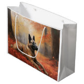 Belgisches Malinoi im Herbst Leaves Fall Inspirier Große Geschenktüte (Vorderseite Schrägansicht)