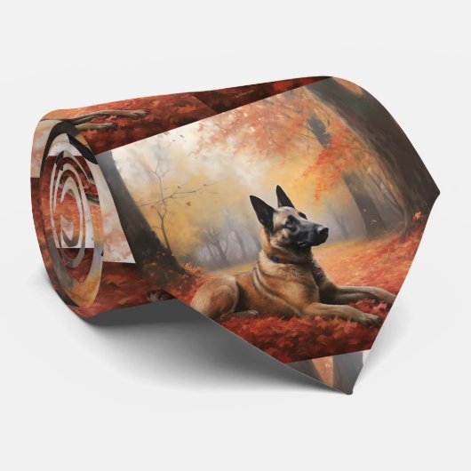 Belgisches Malinoi im Herbst Leaves Fall Inspirier Krawatte (Gerollt)