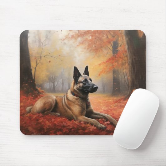 Belgisches Malinoi im Herbst Leaves Fall Inspirier Mousepad (Mit Mouse)