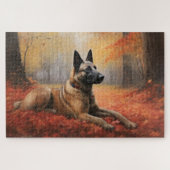 Belgisches Malinoi im Herbst Leaves Fall Inspirier Puzzle (Horizontal)