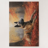 Belgisches Malinoi im Herbst Leaves Fall Inspirier Puzzle (Vertikal)