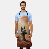 Belgisches Malinoi im Herbst Leaves Fall Inspirier Schürze (Getragen)