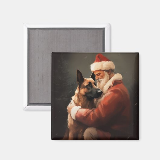 Belgisches Malinoi mit Weihnachtsfeiertag Magnet (Vorderseite/Rückseite)