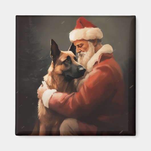 Belgisches Malinoi mit Weihnachtsfeiertag Magnet (Vorne)