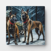 Belgisches Malinoi Snowy Sleigh Weihnachtsdekor Fotoplatte (Vorderseite)