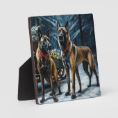 Belgisches Malinoi Snowy Sleigh Weihnachtsdekor Fotoplatte (Vorderseite)