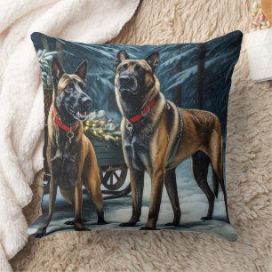 Belgisches Malinoi Snowy Sleigh Weihnachtsdekor Kissen