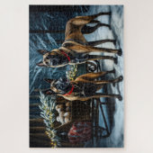 Belgisches Malinoi Snowy Sleigh Weihnachtsdekor Puzzle (Vertikal)