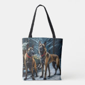Belgisches Malinoi Snowy Sleigh Weihnachtsdekor Tasche (Rückseite)