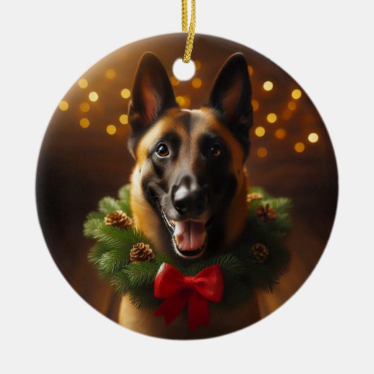 Belgisches Malinois Holiday Ornament (Vorne)