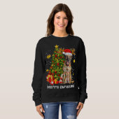 Belgisches Malinois Weihnachtslicht Tree Santa Xma Sweatshirt (Vorne ganz)