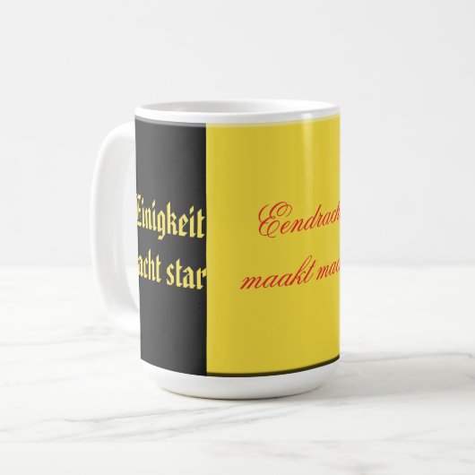Belgisches Motto Kaffeetasse (Vorderseite Links)