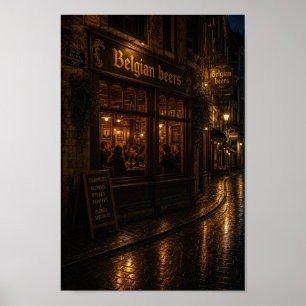 Belgisches Nachtkneipen-Reflections-Poster Poster