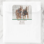 Belgisches Pferd Team Wintery Weihnachtsgeschichte Quadratischer Aufkleber (Tasche)