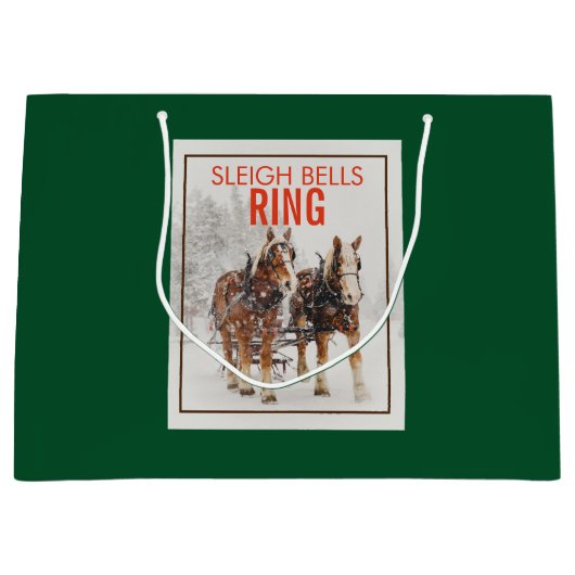 Belgisches Pferdeteam Sleigh Bells Ring Große Geschenktüte (Vorderseite)