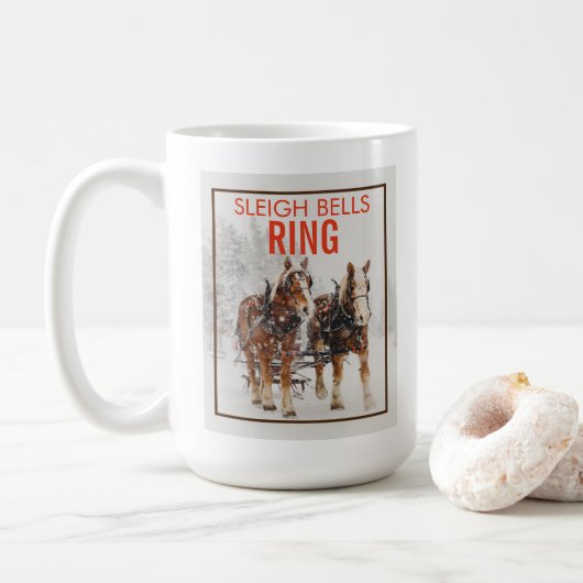 Belgisches Pferdeteam Sleigh Bells Ring Kaffeetasse (Mit Donut)