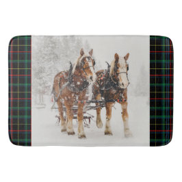 Belgisches Pferdeteam Wintery Weihnachtszene Badematte