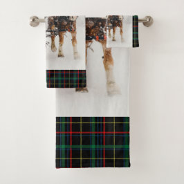 Belgisches Pferdeteam Wintery Weihnachtszene Badhandtuch Set