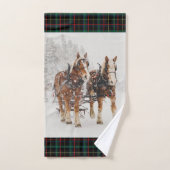 Belgisches Pferdeteam Wintery Weihnachtszene Badhandtuch Set (Handtuch)