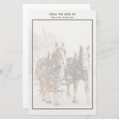 Belgisches Pferdeteam Wintery Weihnachtszene Briefpapier (Vorne/Hinten)