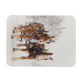 Belgisches Pferdeteam Wintery Weihnachtszene Magnet (Horizontal)
