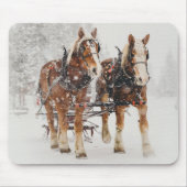 Belgisches Pferdeteam Wintery Weihnachtszene Mousepad (Vorne)