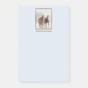 Belgisches Pferdeteam Wintery Weihnachtszene Post-it Klebezettel