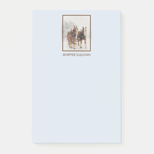 Belgisches Pferdeteam Wintery Weihnachtszene Post-it Klebezettel (Vorderseite)