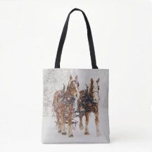 Belgisches Pferdeteam Wintery Weihnachtszene