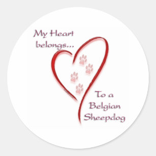 Belgisches Sheepdog Heart Belongs Runder Aufkleber