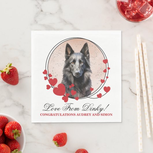 Belgisches Sheepdog Red Heart Wedding Dog Foto Serviette (Beispiel)