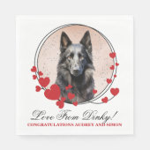 Belgisches Sheepdog Red Heart Wedding Dog Foto Serviette (Vorderseite)