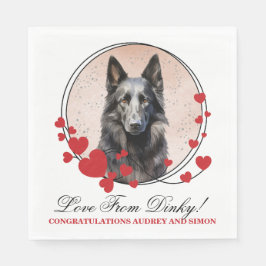 Belgisches Sheepdog Red Heart Wedding Dog Foto Serviette