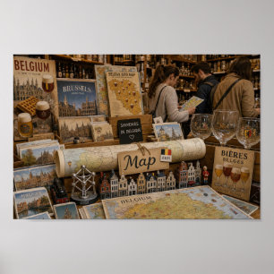 Belgisches Souvenirmarkt-Andenkenposter Poster