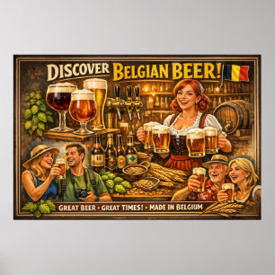 Belgisches Tavernenschild für Frohsinn und Golden Poster