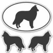Belgisches Tervuren Dog Silhouetten Vinyl Sticker (Vorderseite)