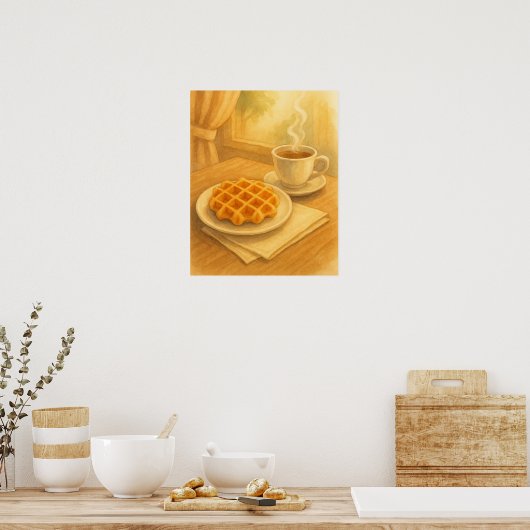 Belgisches Waffel & Coffee Poster - Gemütliche Caf (Küche)