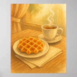 Belgisches Waffel & Coffee Poster - Gemütliche Caf