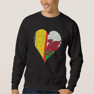 Belgisches walisisches Flaggenherz Sweatshirt