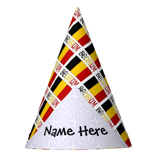 Belgium and Belgian Flag Tiled with Your Name Partyhütchen (Vorderseite)