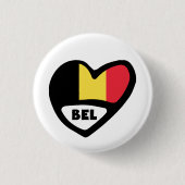 Belgium Country Code Flag Heart Pin Badge, BEL Button (Vorderseite)